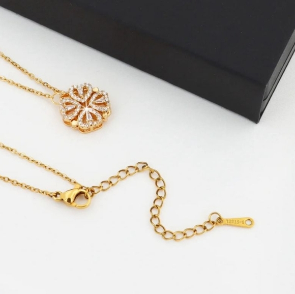 N0021 Brandnew Elegant Gold Clover Two In One Open Pendant Necklace - Picture 11 of 12